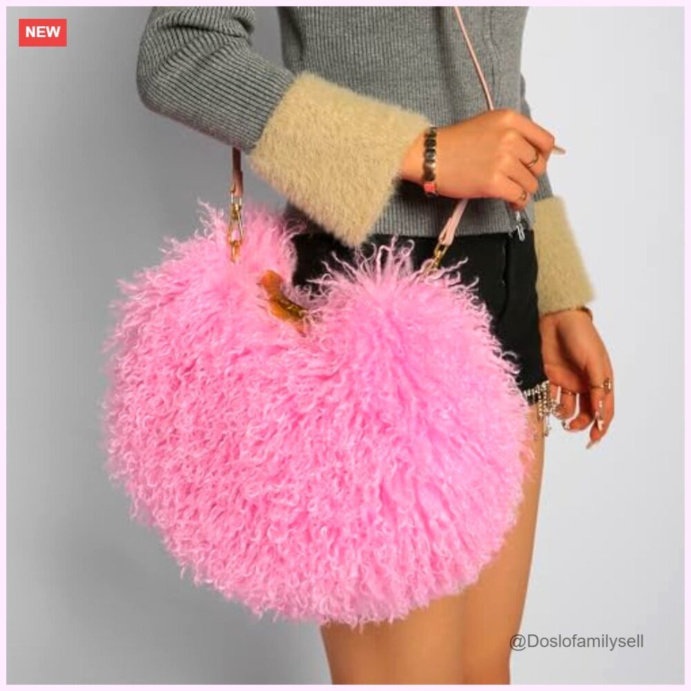 Fluffy Faux Fur Crossbody Shoulder Bag Adjustable Strap Spacious Hobo Purse - Picture 5 of 5